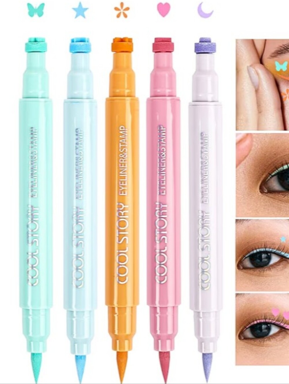 1 PC Liquid Winged Eyeliner Stamp Pen Double Ended Waterproof Pastel Colors